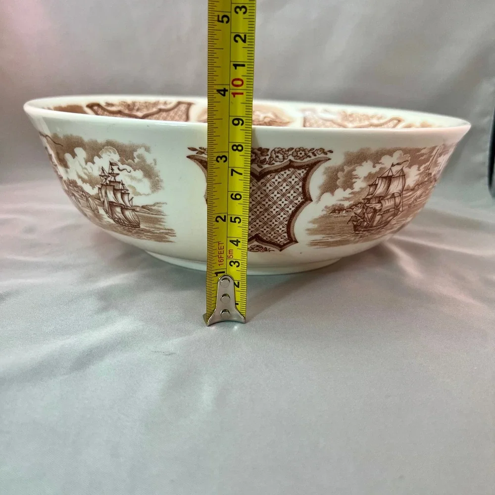 Alfred Meakin Fair Winds Bowl 10in Brown Excellent Historical Maritime